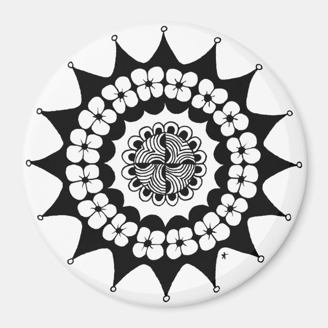 Blume Crown Zen Mandala Magnet (Vorne)