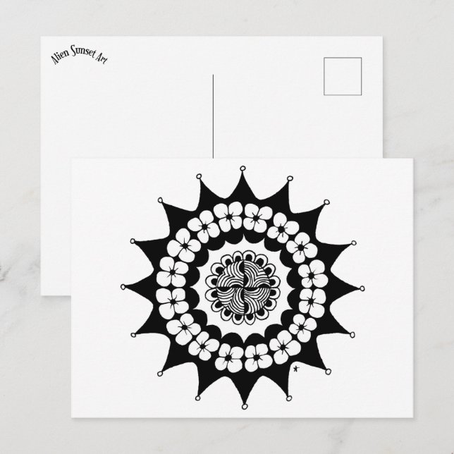 Blume Crown Zen Mandala Postkarte (Vorne/Hinten)