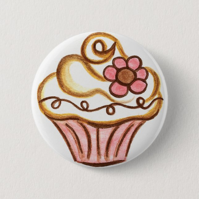 Blume Cupcake Button (Vorderseite)