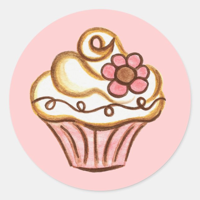 Blume Cupcake Sticker (Vorderseite)
