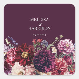 Blume Dahlia Bunch Hochzeit im Herbst Florals Quadratischer Aufkleber