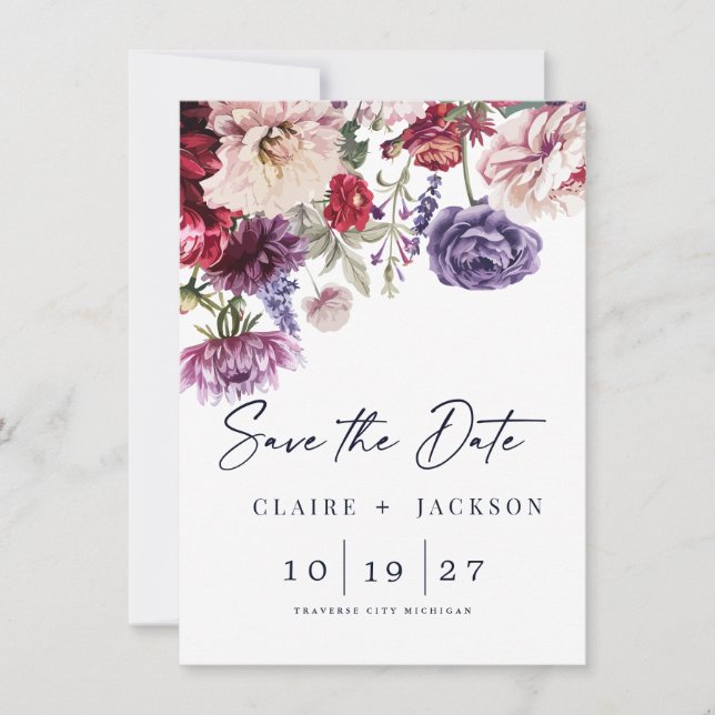 Blume Dahlia Bunch Save the Date (Vorderseite)