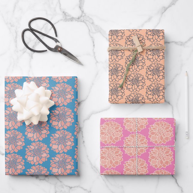 Blume Dahlia Colored Geschenkpapier Set (Vorderseite)
