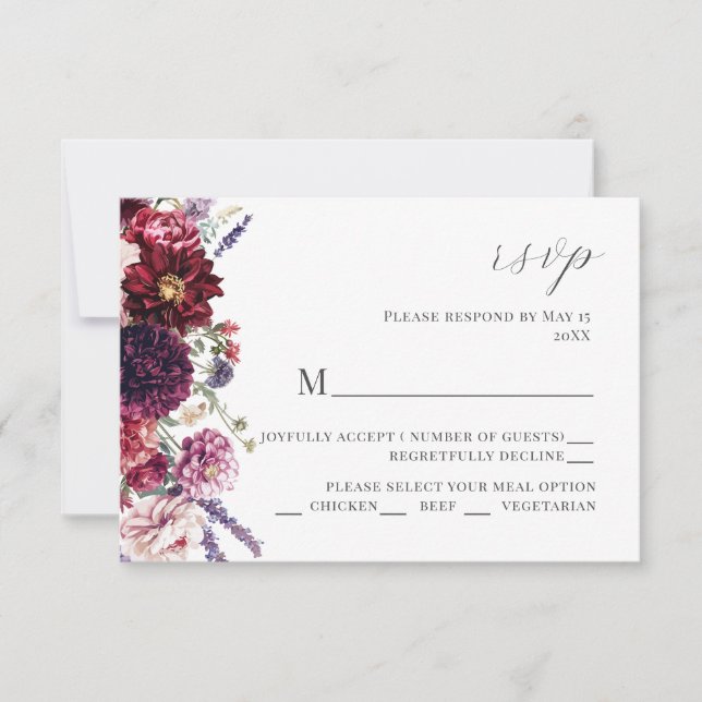 Blume Dahlia Hochzeit Einladung RSVP Card Herbst (Vorderseite)