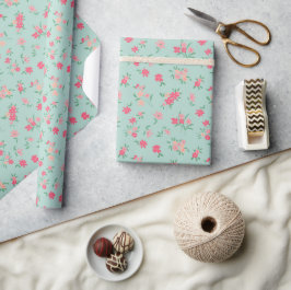 Blume Dainty Pink Aquamarin Geschenkpapier