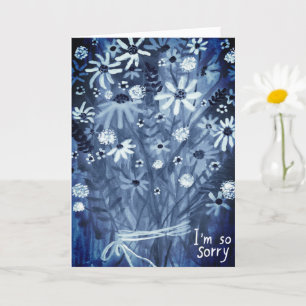 Blume Daisies Bouquet CONDOLENCES blau Karte