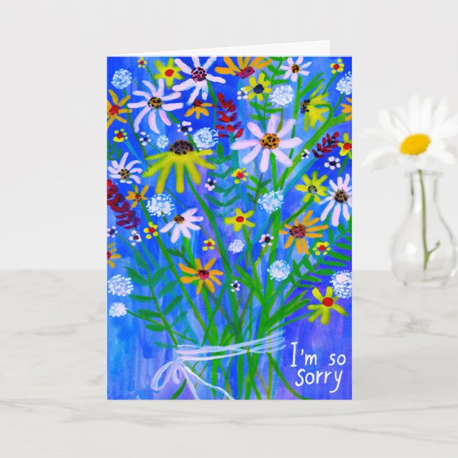 Blume Daisies Bouquet CONDOLENCES blau lila Karte (Kleine Pflanze)