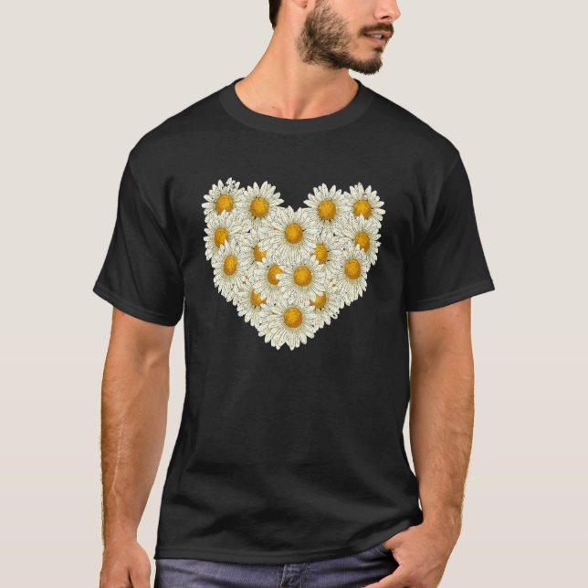 Blume Daisy Heart Botanische Pflanze Gardener Dais T-Shirt (Vorderseite)