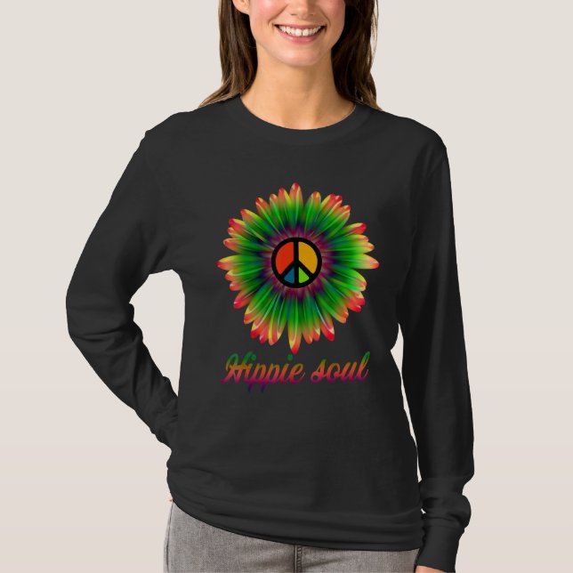 Blume Daisy Peace Sign Hippie Soul Daisy Blume H T-Shirt (Vorderseite)