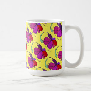 "Blume Dance on Yellow Tiled" Abstrakte Design-Tas Tasse