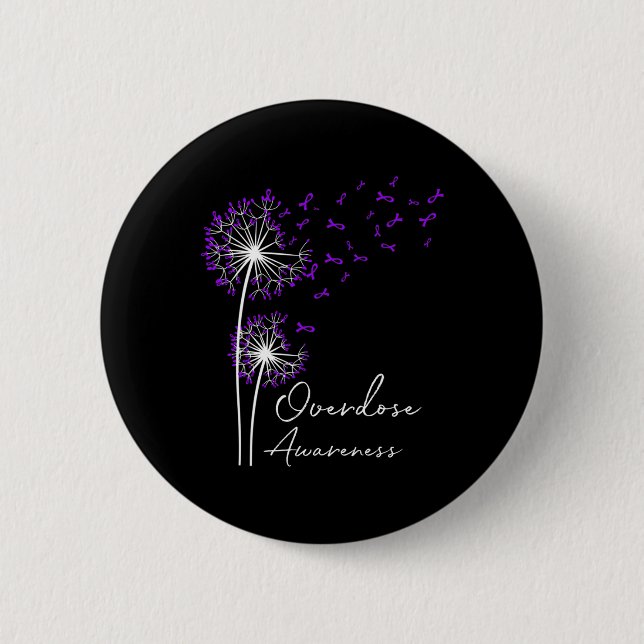 Blume Dandelion Faith Hope Liebe Lila Überdosierun Button (Vorderseite)