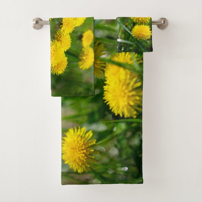 Blume Dandelion Gelb grün Badhandtuch Set (Insitu)