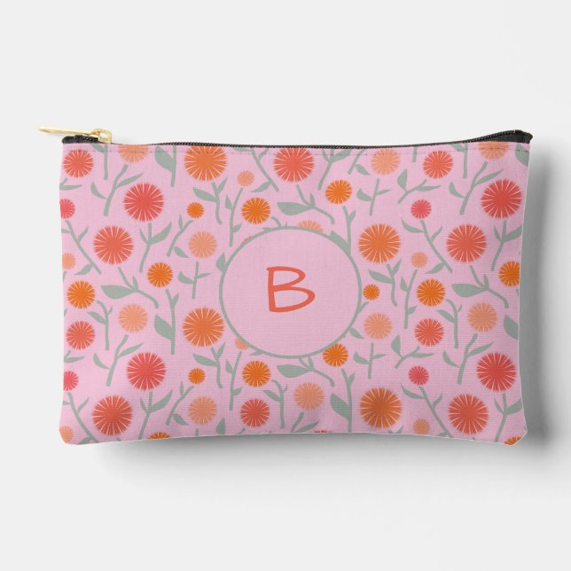 Blume Dandelion Monogram Personalisiert Zubehörtasche (Vorderseite)