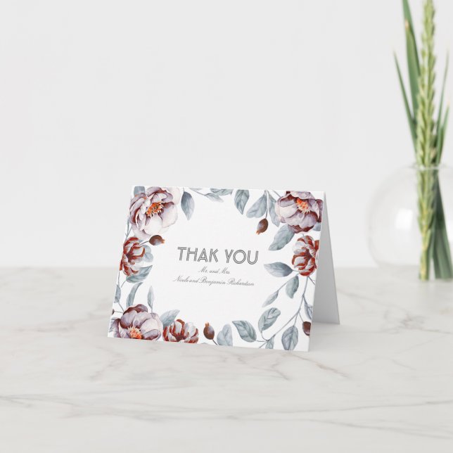 Blume Deco Plum Watercolor Vielen Dank Dankeskarte (Vorderseite)