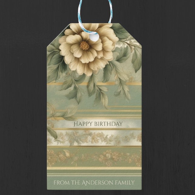 Blume-Dekodierungstag "Sage green gold" Geschenkanhänger (Von Creator hochgeladen)