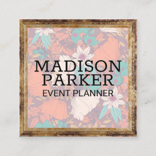 Blume Dekorationsmuster   Antike Rahmen Quadratische Visitenkarte