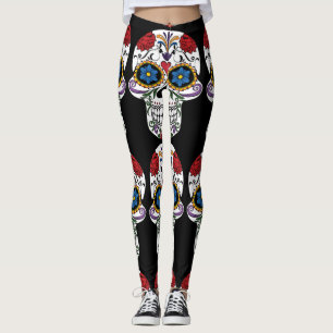 Blume dekoriert menschliche Schädel Thunder_Cove S Leggings