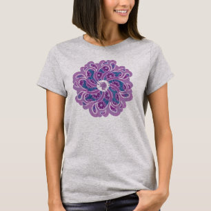 Blume & Denim lila und blaue Designerspitze T-Shirt