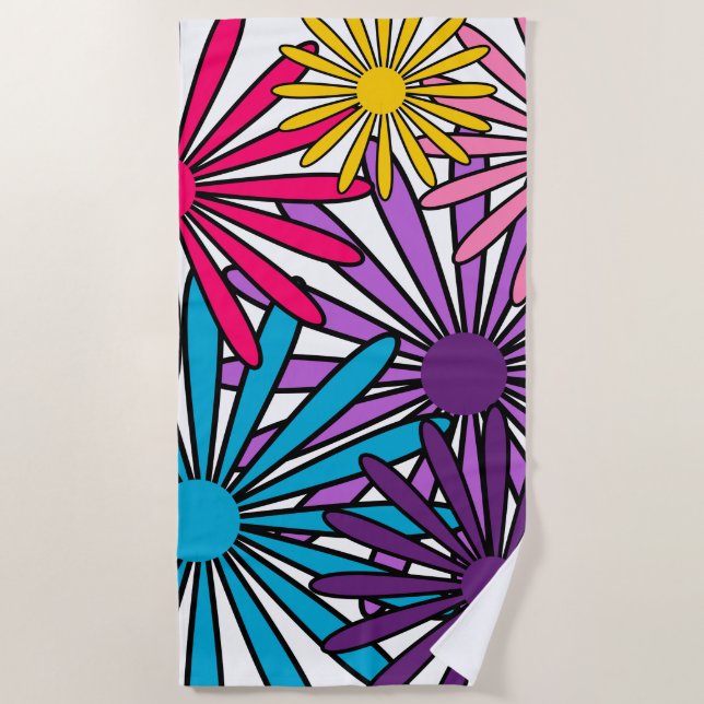 Blume der 70er Jahre Strandtuch (Vorderseite)