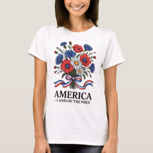 Blume der amerikanischen Flagge 4. Juli Patriotic T-Shirt