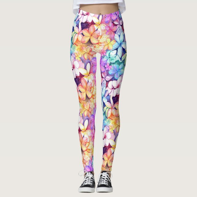 Blume der Aquakultur Plumeria in hawaiianischen Le Leggings (Vorderseite)