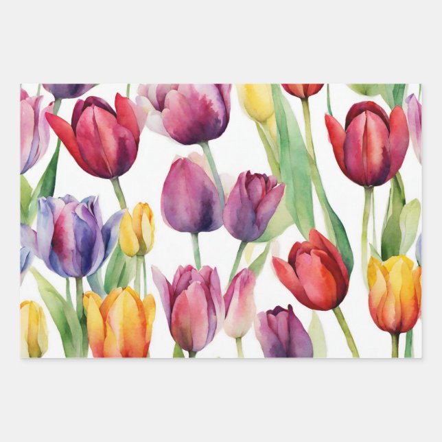 Blume der Aquarellfärbung Geschenkpapier Set (Vorderseite)