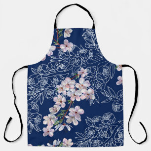 Blume der Aquarellfärbung mit Zweiglinie Schürze
