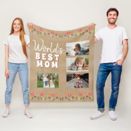 Blume der besten Mama der Welt Rustikales Foto Fleecedecke