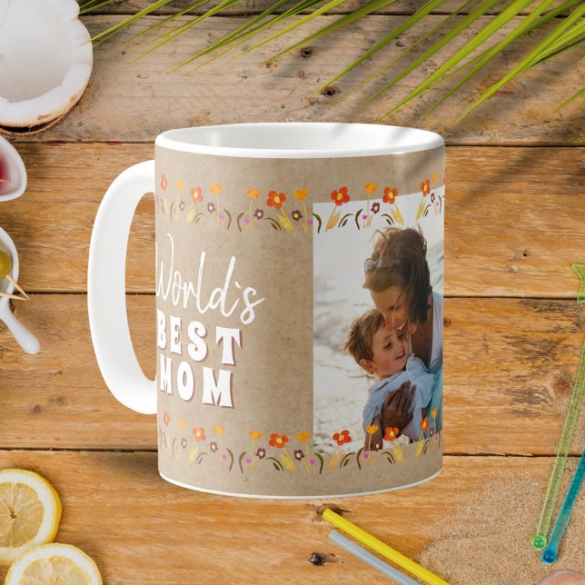 Blume der besten Mama der Welt Rustikales Foto Kaffeetasse (Von Creator hochgeladen)
