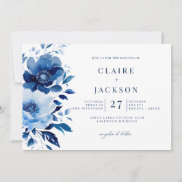 Blume der Blauen Hochzeit Einladung