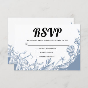 Blume der blauen Linie RSVP Karte