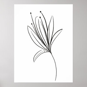Blume der einfachen Lippenlinie Schwarz-weiß Poster