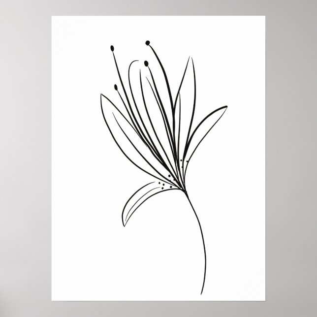 Blume der einfachen Lippenlinie Schwarz-weiß Poster (Vorne)