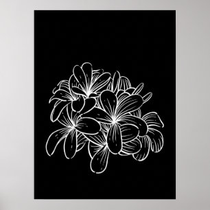Blume der einfachen Minimal Floral Line Schwarz-we Poster