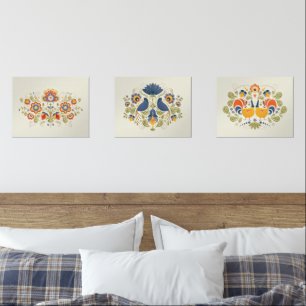 Blume der einfachen slawischen Volkskunst Kunst Bilderwand Sets