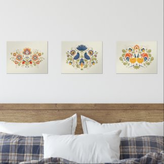 Blume der einfachen slawischen Volkskunst Kunst Bilderwand Sets