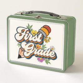 Blume der ersten Klasse und Stift Metall Brotdose