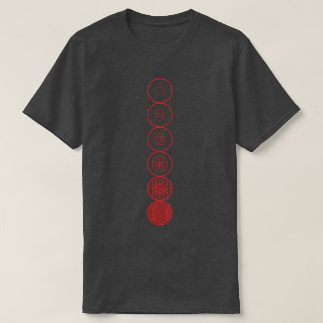 Blume der Evolution Heilige Geometrie Rot T-Shirt (Design vorne)