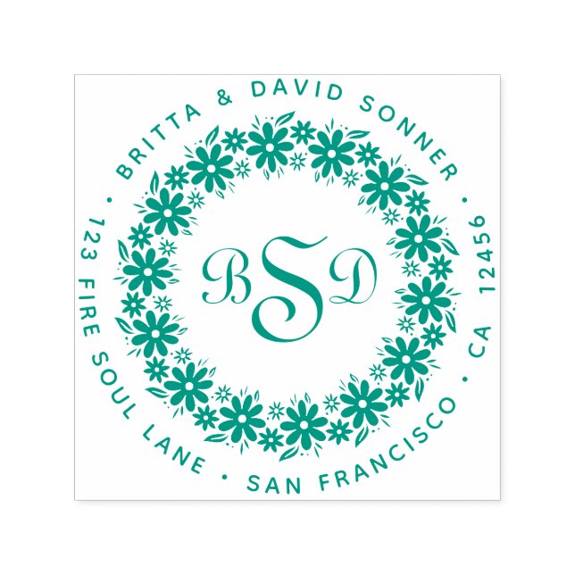 Blume der Flora Kraut 3 Monogramm - Rücksendeadres Permastempel (Design)