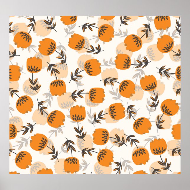 Blume der Folkkunst skandinavischer Stil Poster (Vorne)