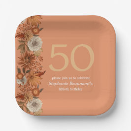 Blume der Frau im Herbst 50. Geburtstag Pappteller