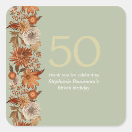 Blume der Frau im Herbst 50. Geburtstag Quadratischer Aufkleber