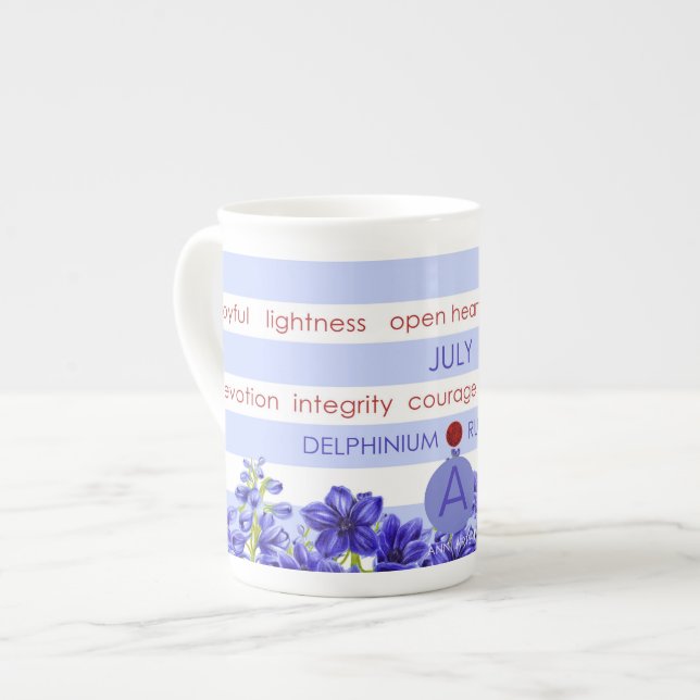 Blume der Geburt und Gem Stripe Tasse Juli Knochen (Vorderseite Links)