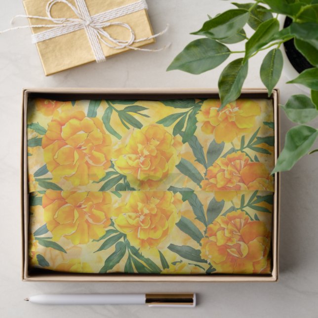 Blume der gelben und orangen Marigold-Art Seidenpapier (Geschenk)