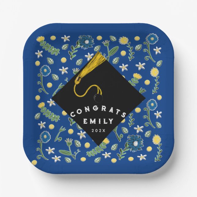 Blume der Graduierungspartei Papier Teller (Vorderseite)