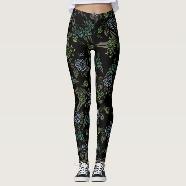 Blume der grünen Erde Leggings (Vorderseite)