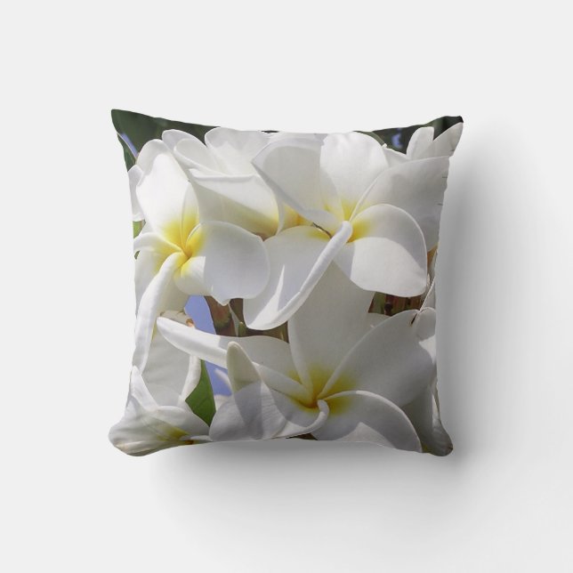Blume der hawaiianischen Plumeria Throw Kissen (Vorderseite)