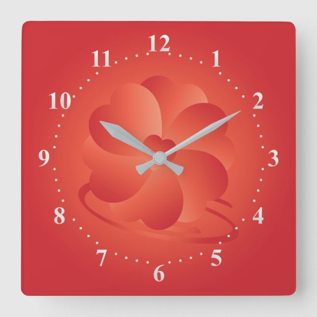 Blume der Herzen Quadratische Wanduhr (Vorderseite)