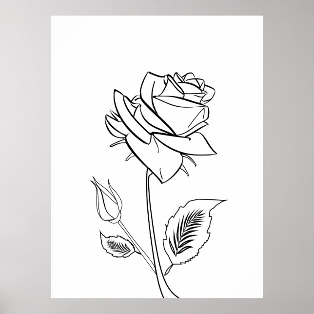 Blume der hübschen Rose Zeichne Poster (Vorne)