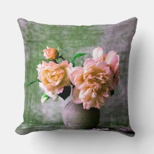 Blume der Koralle in Grauvase Pink Orange Kissen